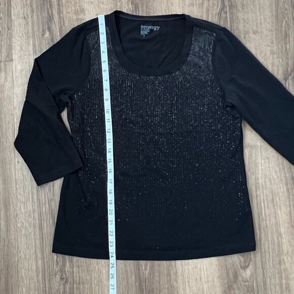 Chico's Zenergy Mini Stud Sparkle Black Top Sz 1 (8) - Picture 7 of 12